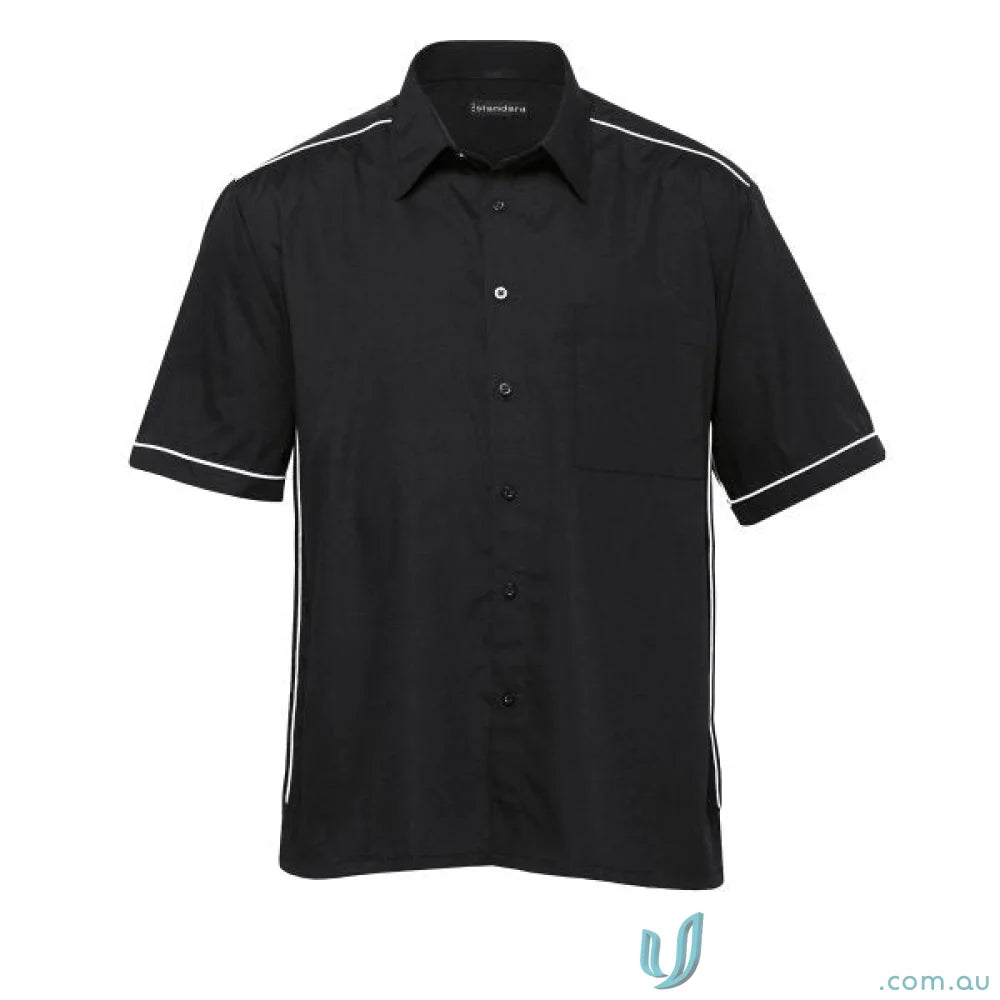 Black short-sleeved Matrix Teflon Poplin Shirt, perfect work uniform, see sizing table