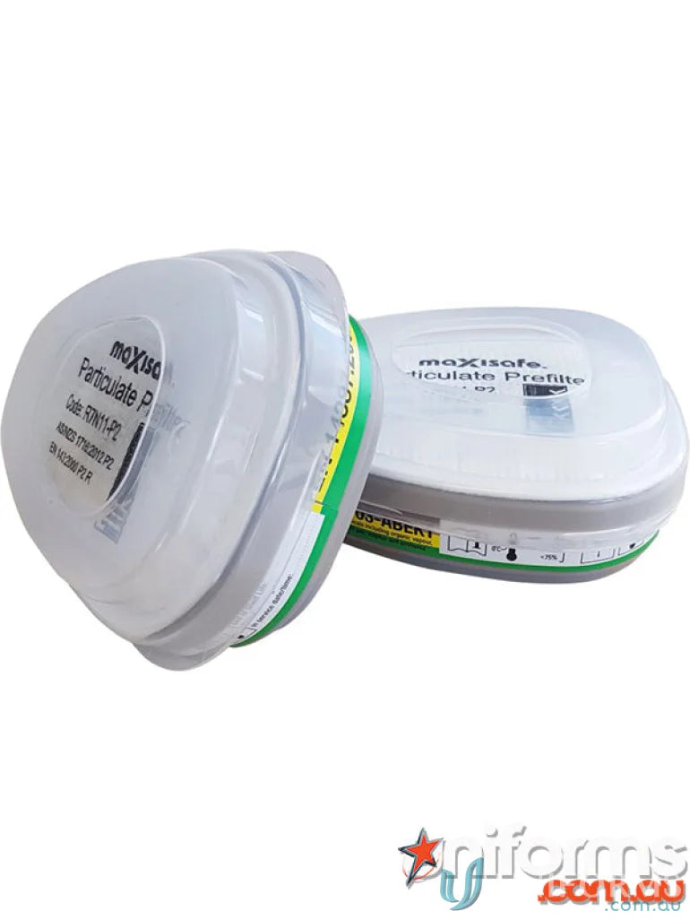 Maxiguard silicone gas filter with two white particulate prefilters for uniforms