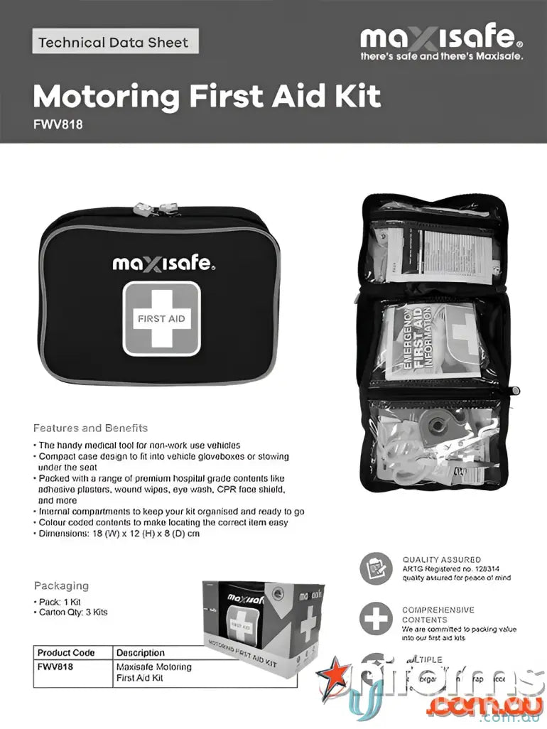 Maxisafe Motoring First Aid Kit for aid kit and uniforms emergency roadside use