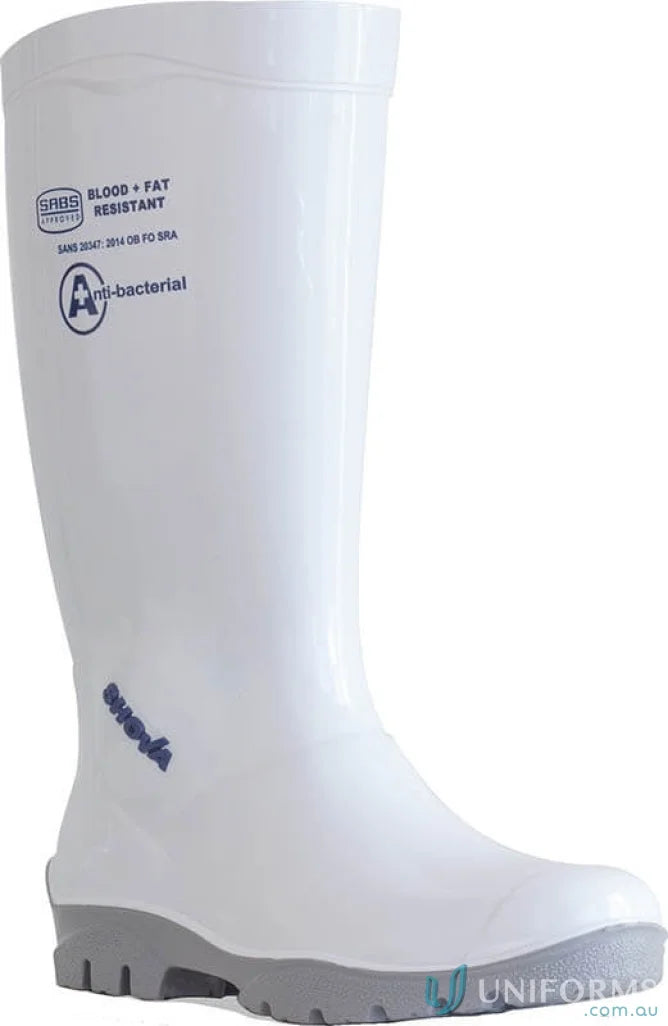 White Maxisafe Shova anti-bacterial gumboots resistant to blood fat and stains for work uniforms