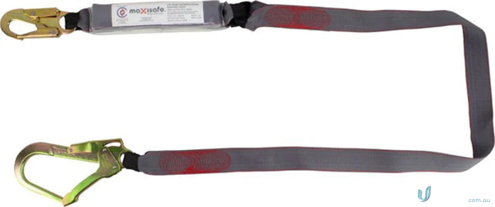 Gray Maxisafe Single Webbing Lanyard with Metal Hooks for Workwear and Uniforms