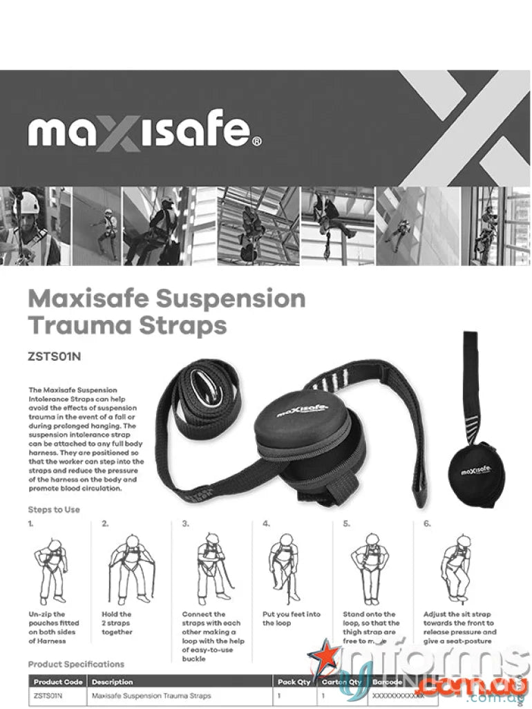 Maxisafe Suspension Trauma Straps for suspension intolerance and trauma prevention