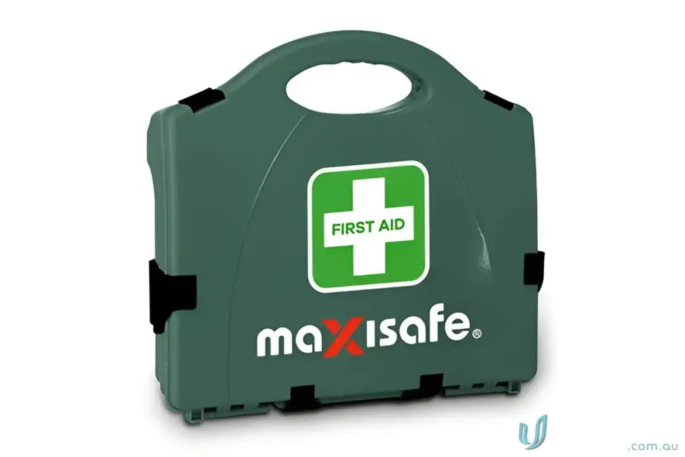 Green Maxisafe Workplace First Aid Kit with contents in a hard case