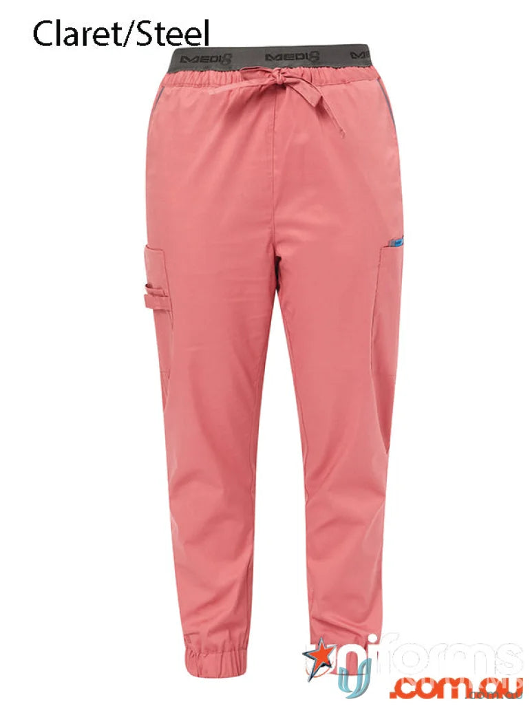 Claret-colored Medi8 Unisex Stretch Jogger Pant with concealed elastic hem and comfy fit