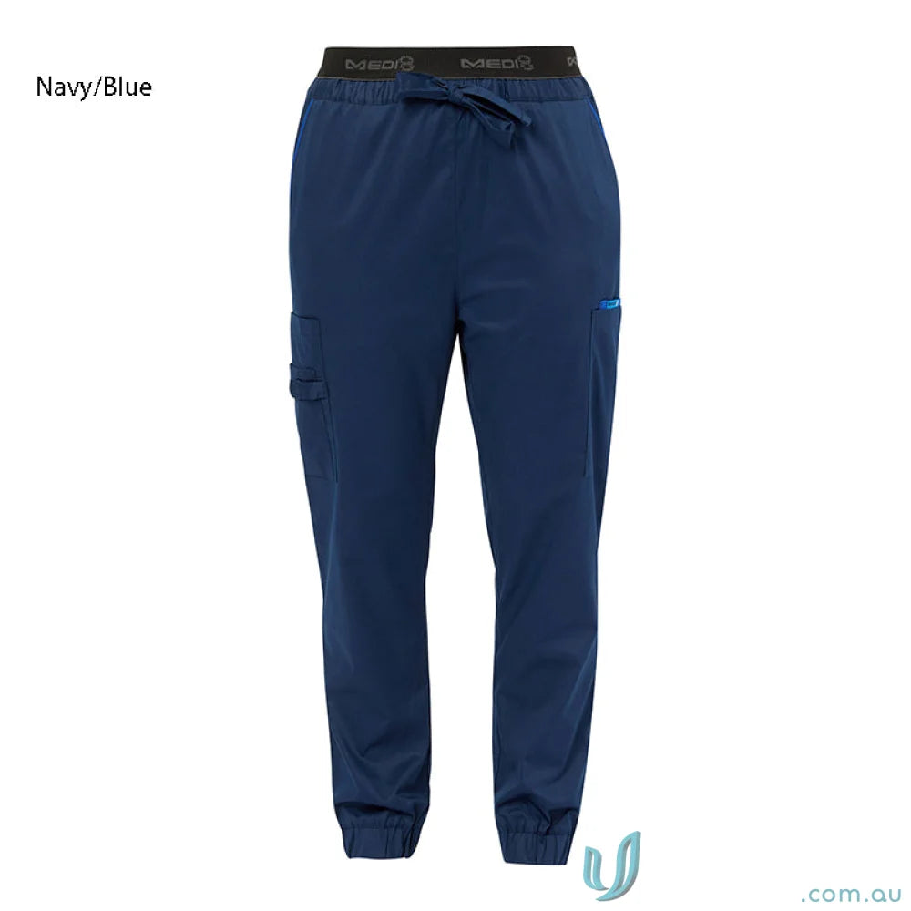 Navy blue Medi8 Unisex Stretch Jogger Pant with concealed elastic hem front view
