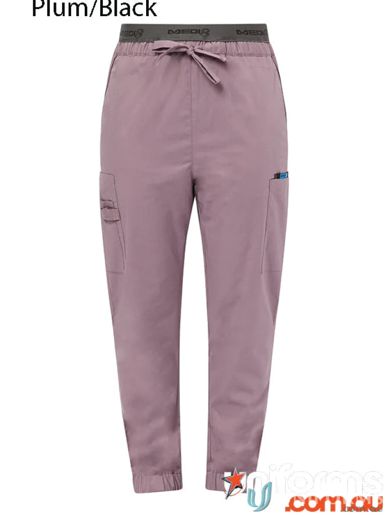 Plum-colored Medi8 Unisex Stretch Jogger Pant with concealed elastic hem