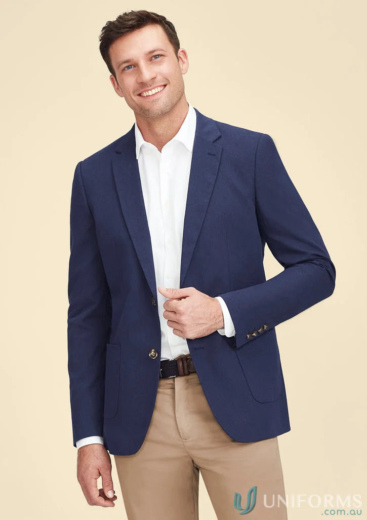 Man in navy blazer showcasing Mens Arden Blazer RBL068M for real estate industries