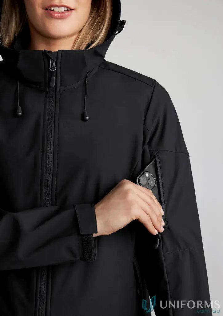 Mens Atlas Jacket with waterproof membrane, hood, and arm pocket for outdoor guides