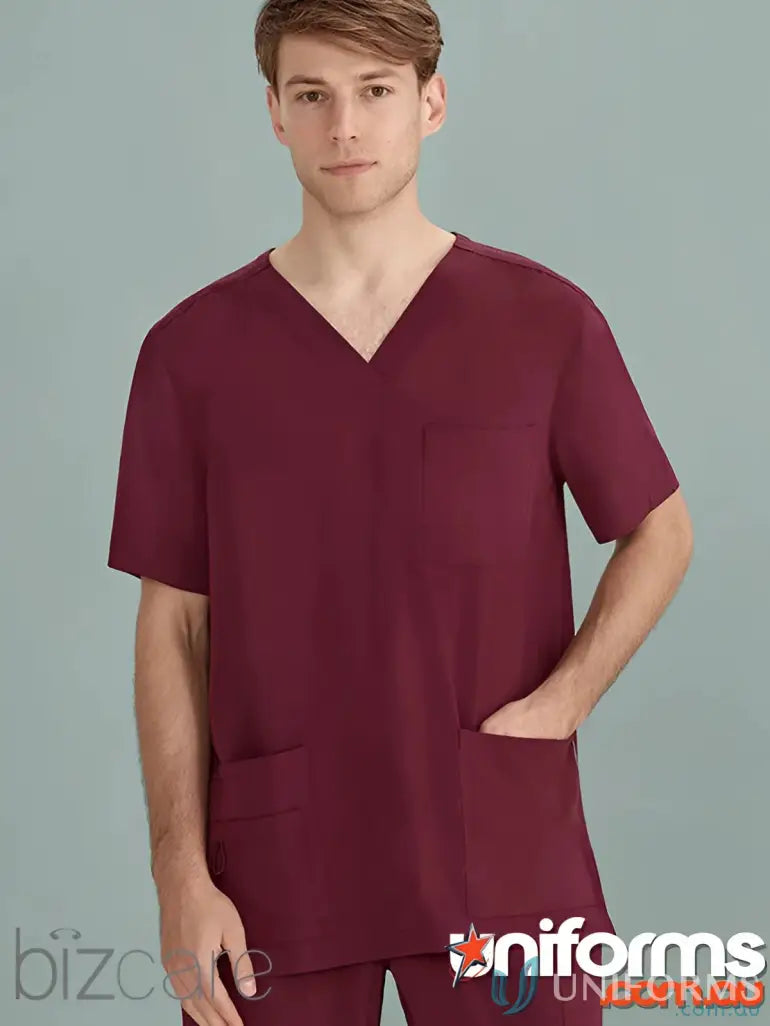 Maroon Avery V-Neck Scrub Top for Men CST945MS from Biz Care Men’s collection