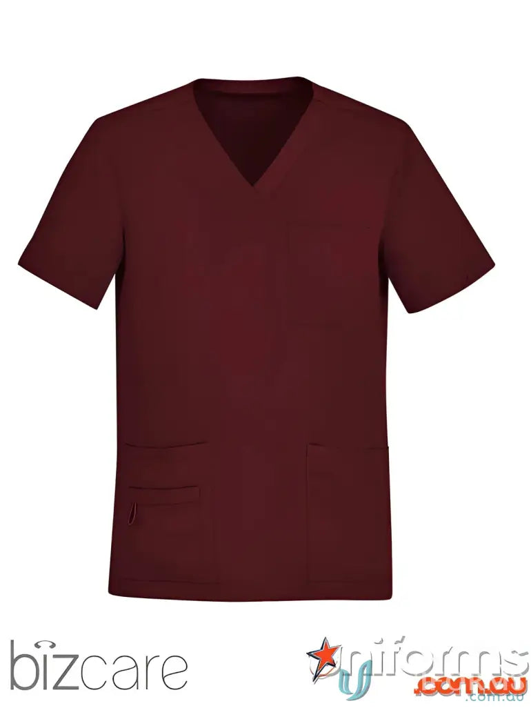 Maroon Avery V-Neck Scrub Top for Men CST945MS from Biz Care Men’s collection