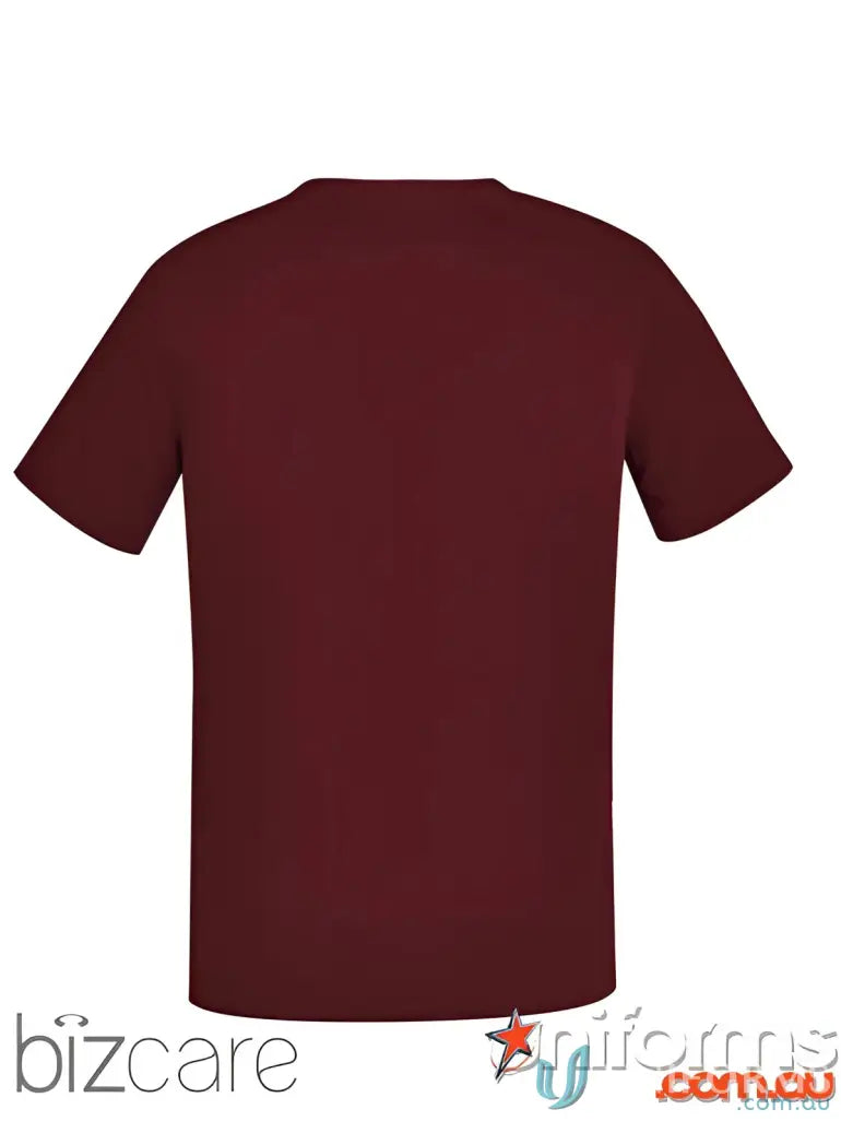 Maroon short-sleeved t-shirt for Mens Avery V-Neck Scrub Top CST945MS Biz Care Men’s