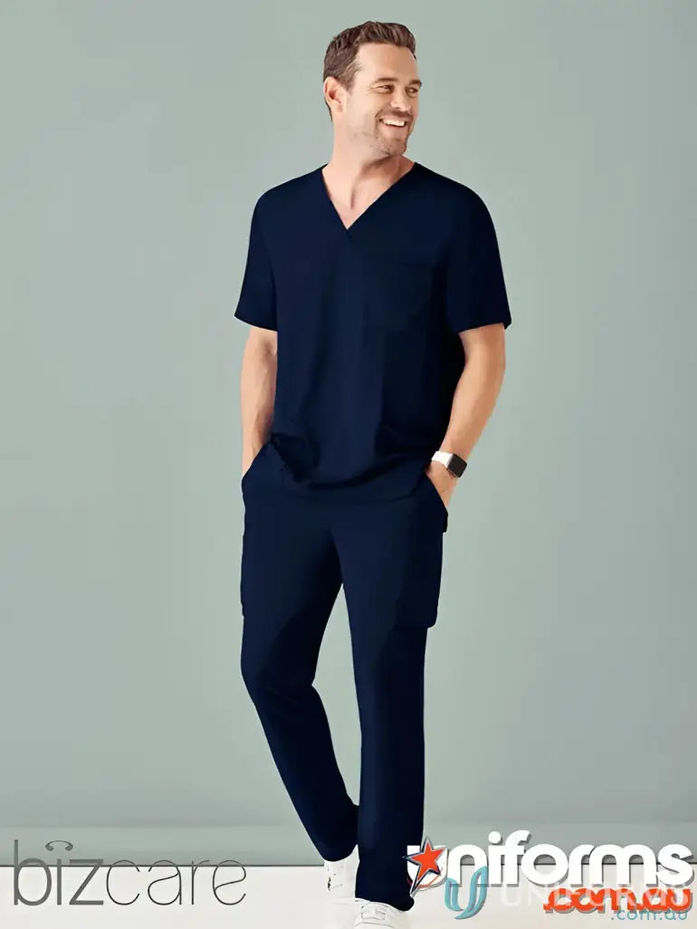 Navy blue Avery V-Neck Scrub Top for Men CST945MS from Biz Care Men’s collection