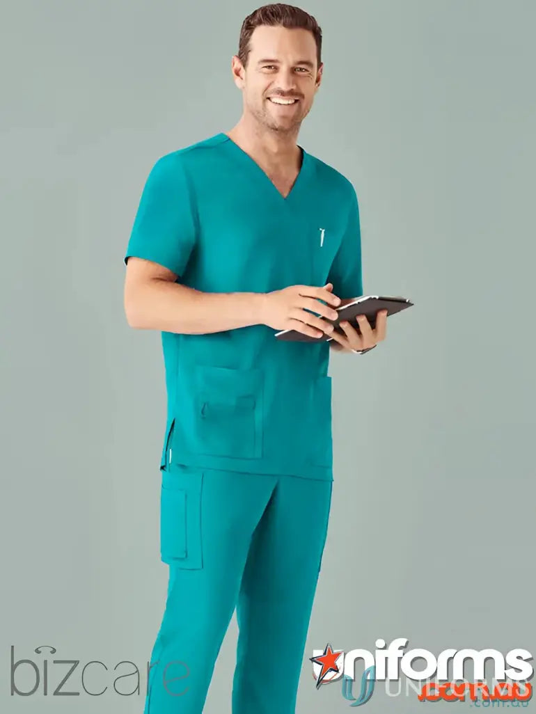 Teal men’s Avery V-Neck Scrub Top CST945MS from Biz Care Men’s Collection