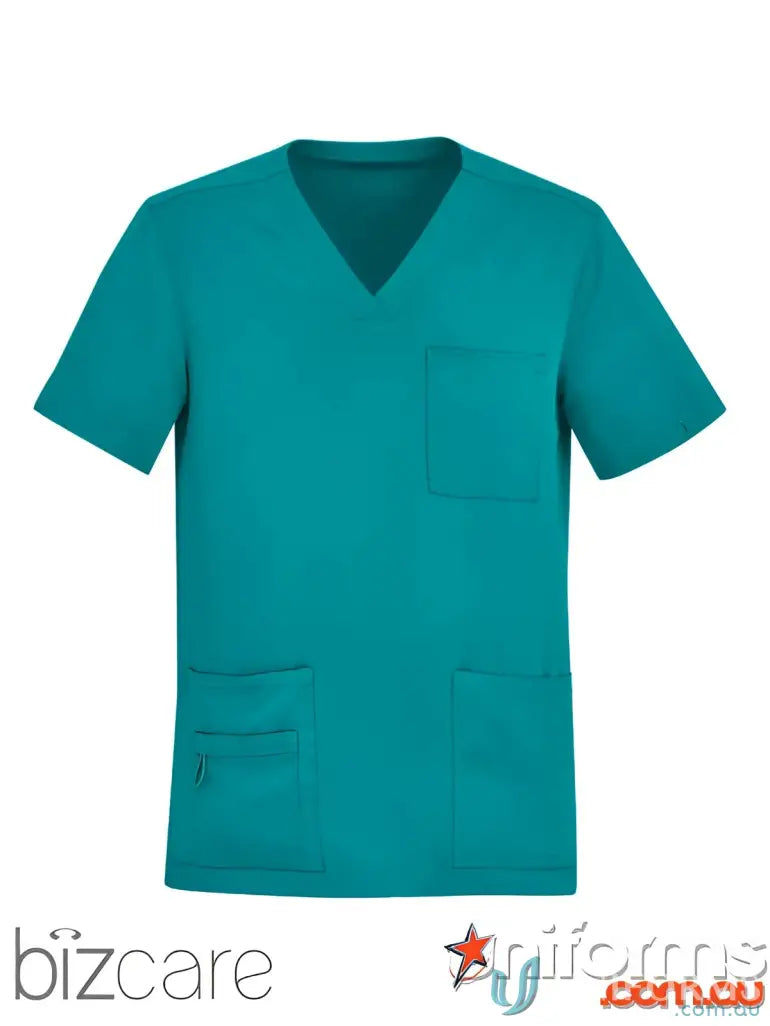 Mens Avery V-Neck Scrub Top in teal with pockets, CST945MS from Biz Care Men’s