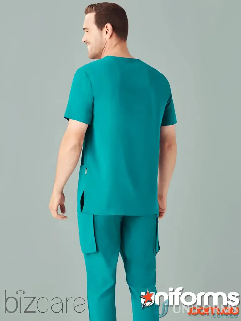 Teal scrub set featuring Mens Avery V-Neck Scrub Top CST945MS from Biz Care Men’s