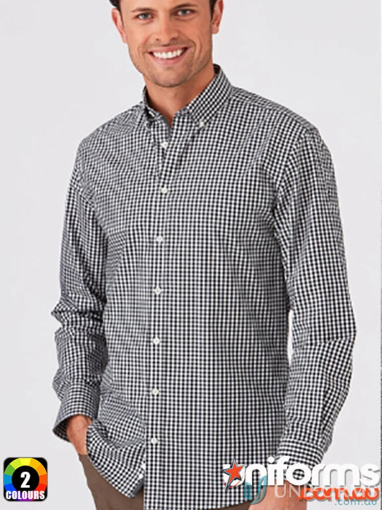 Mens City Check LS Shirt with natural stretch, perfect for uniforms and workwear