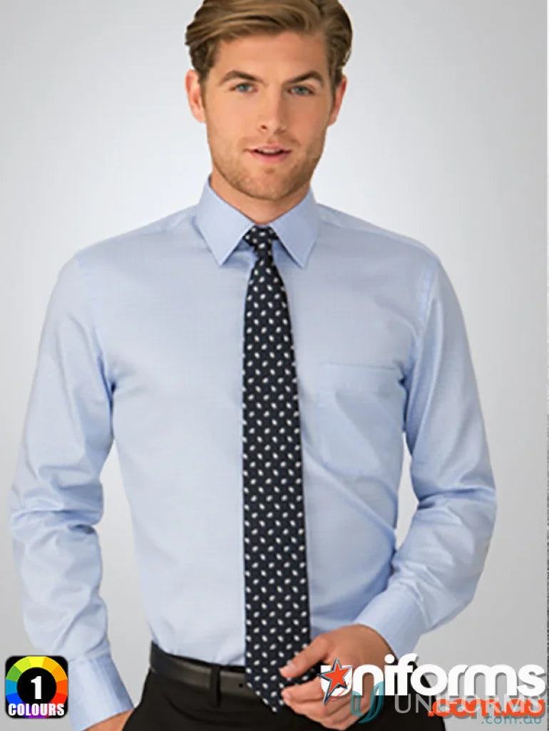 Light blue Mens ETI Capri LS Check dress shirt with polka dot tie for business style