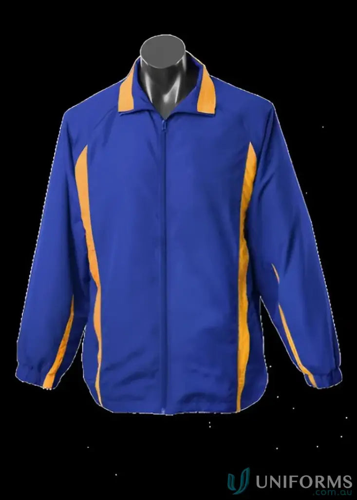 Blue and gold Mens Eureka Track Jacket for stylish uniforms and workwear