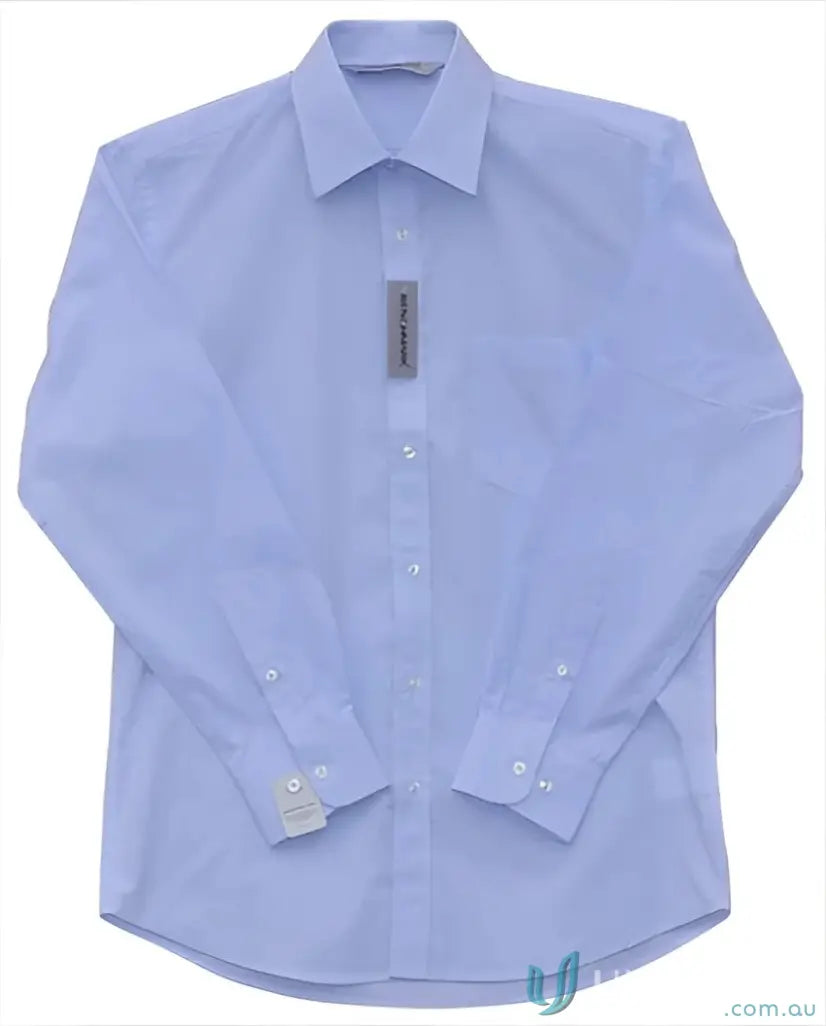 Light blue stripe long sleeve dress shirt with collar and tag for Mens Fine Stripe LS Shirt