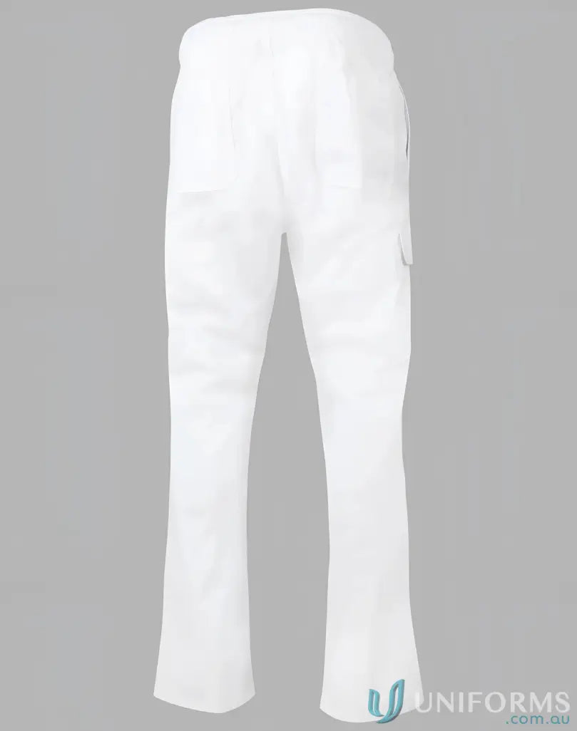 White cargo pants with elastic waist from Mens Functional Chef Pants for a winning spirit mens look