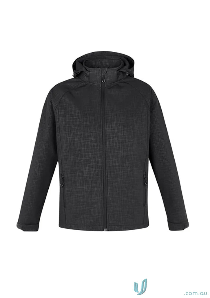 Black Mens Geo Jacket J135M with textured pattern and zippered pockets from Biz Collection Men’s