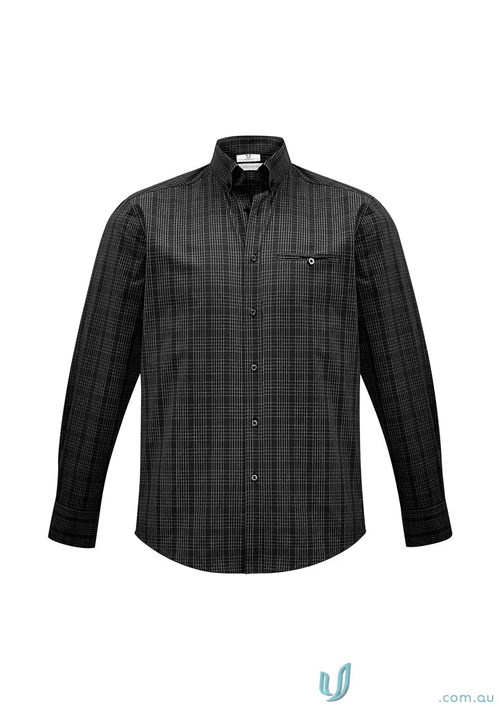 Black and gray plaid Harper LS Shirt from Biz Collection Men’s long sleeve shirt line