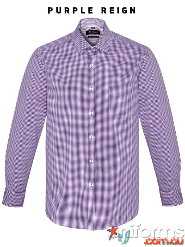 Men’s Newport long purple yarn-dyed gingham check cotton-rich shirt for style and comfort