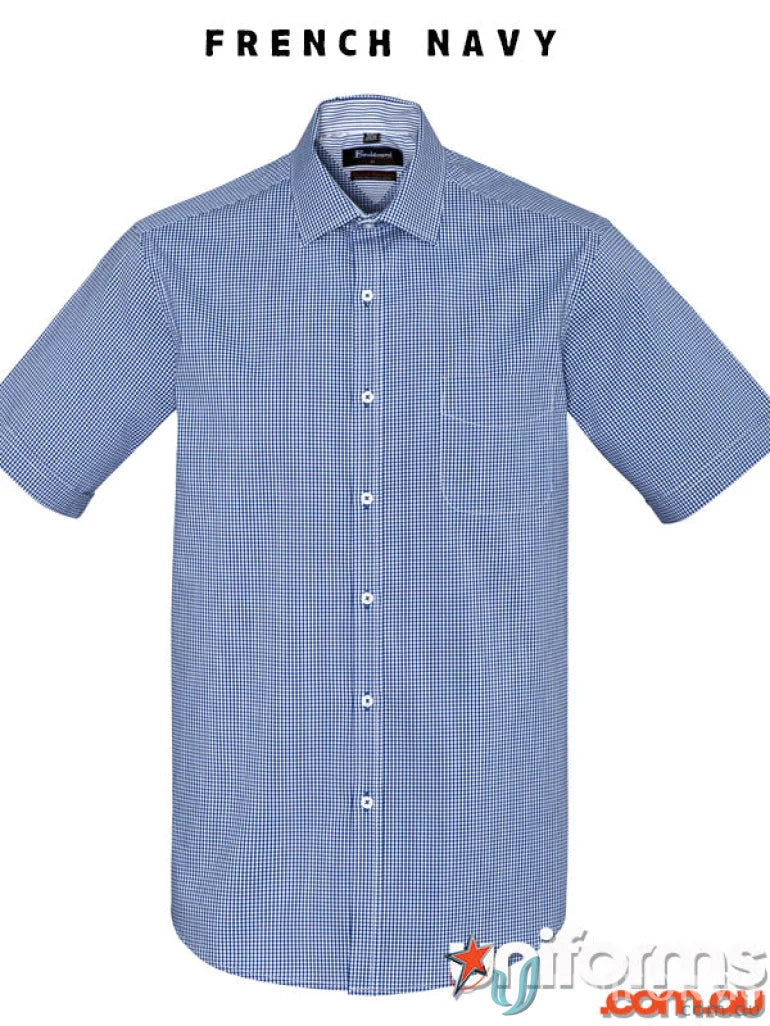 Blue and white checkered Men’s Newport SS Shirt ideal for gentle machine wash