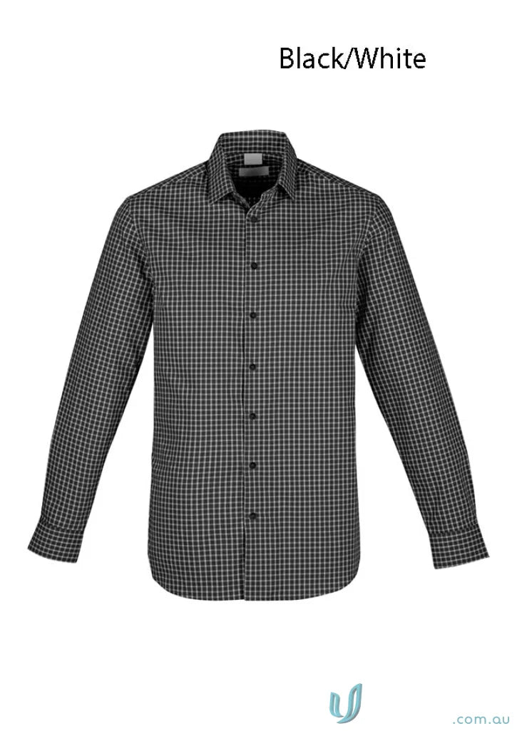 Mens Noah LS Shirt with black and white checkered design for all-day comfort RS070ML