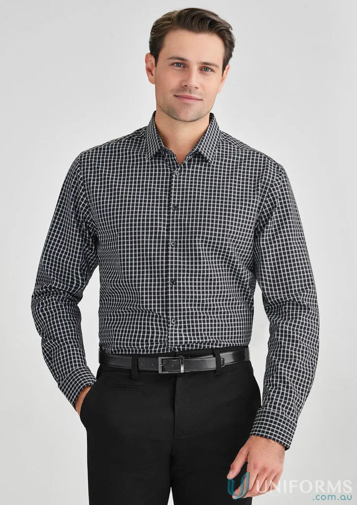 Mens Noah LS Shirt in black and white checkered pattern for all-day comfort RS070ML