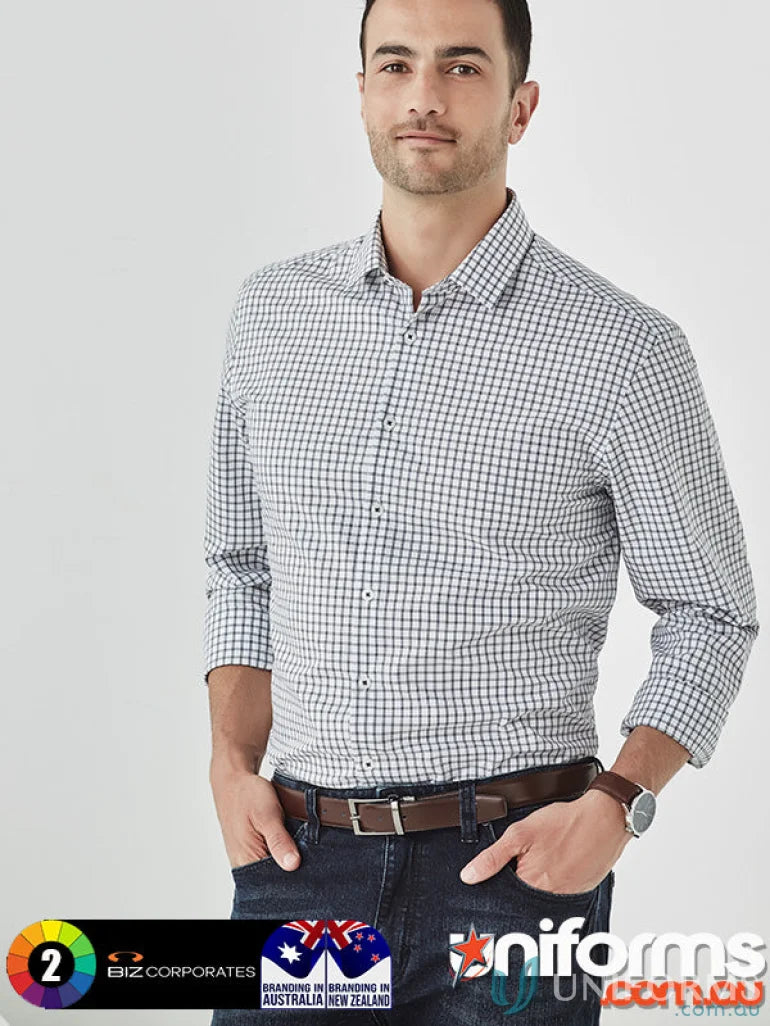 Man in a checkered Noah Long Sleeve Shirt for all-day comfort RS070ML
