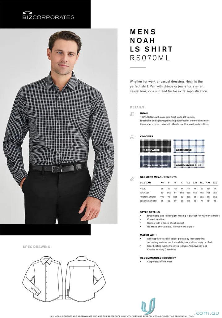 Men’s Noah LS Shirt with checkered design for all-day comfort RS070ML