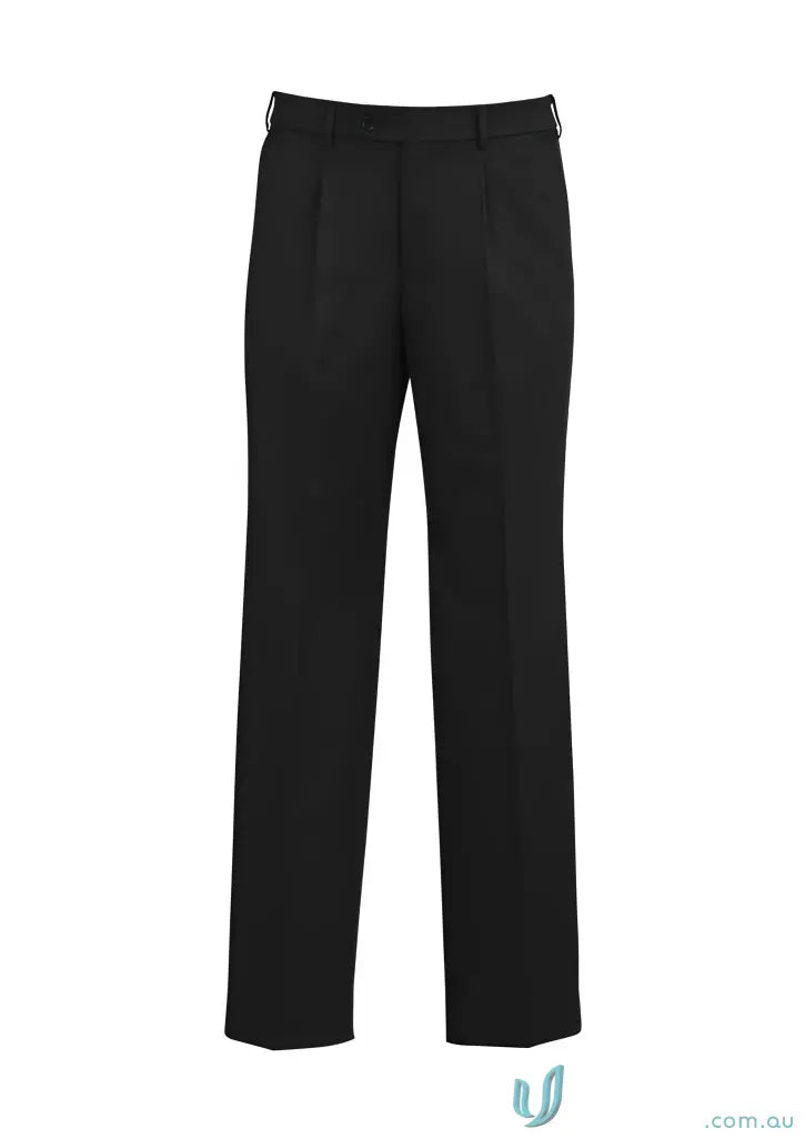 Black pleated dress pants with stretch fit from Mens Pleat Front Pant for stylish uniforms