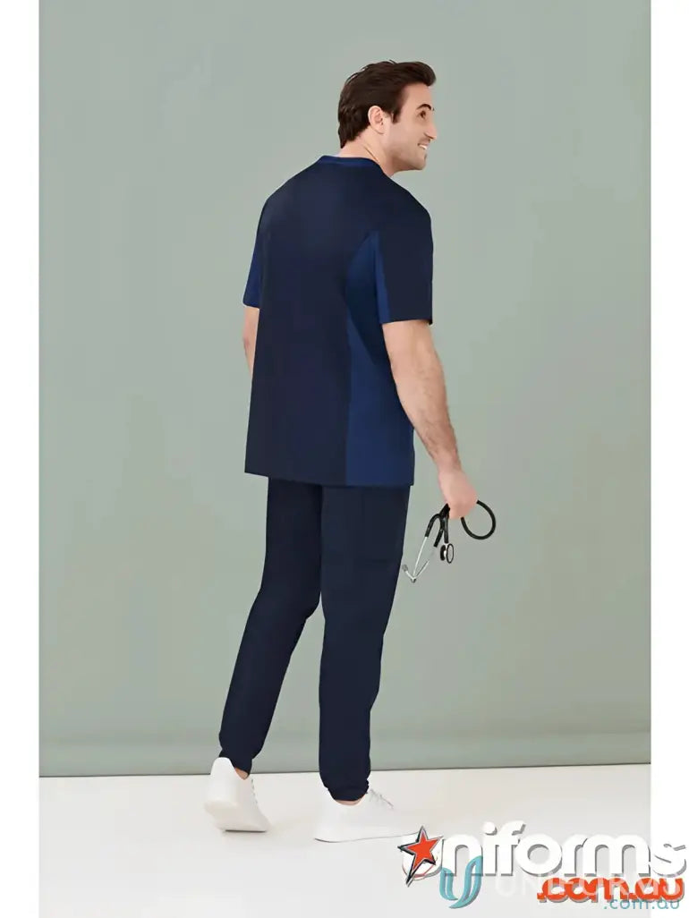 Navy blue Mens Riley Slim Leg Jogger Scrub Pant perfect for a slim leg jogger look