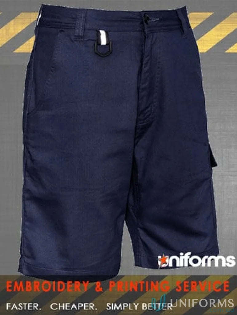 Navy blue SYZMIK men’s rugged cooling vented shorts zs505 vented for work comfort