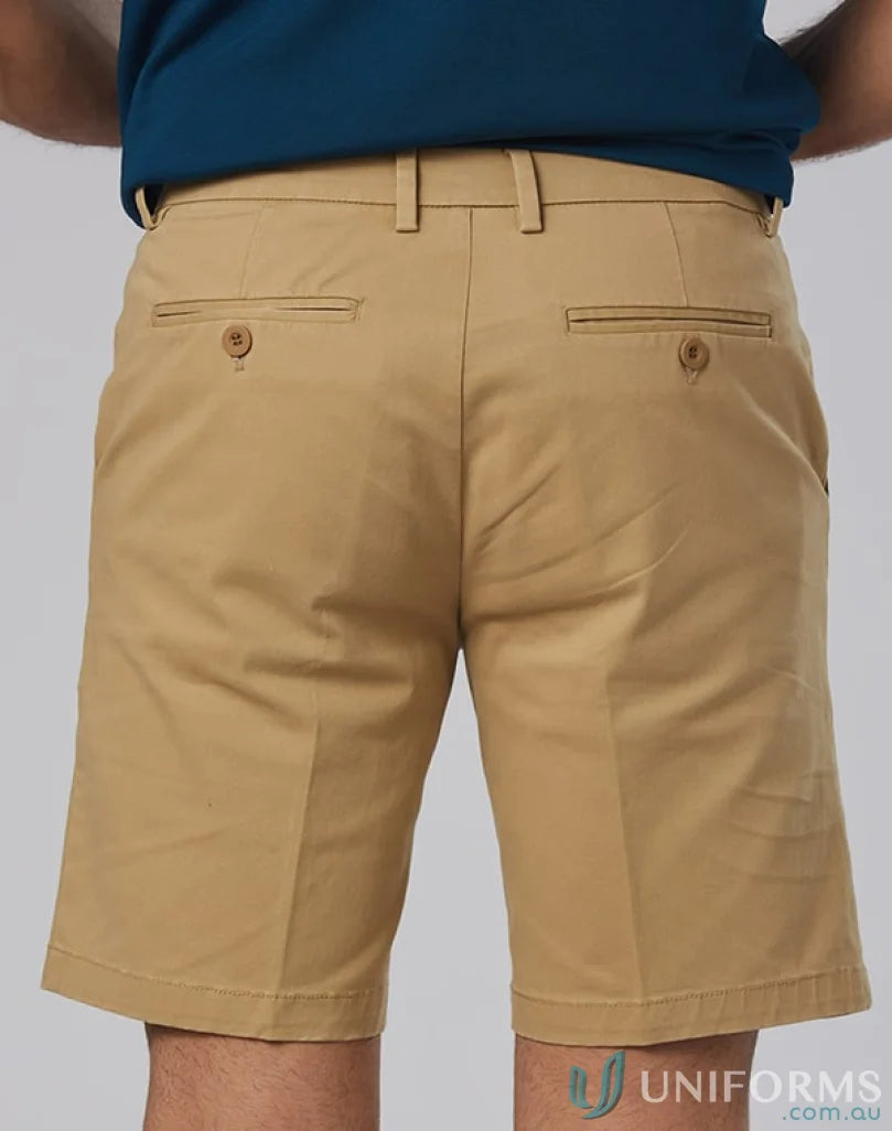 Khaki-colored Mens Stretch SlimFit Chino Short from Boston Chino M9381 men’s stretch series