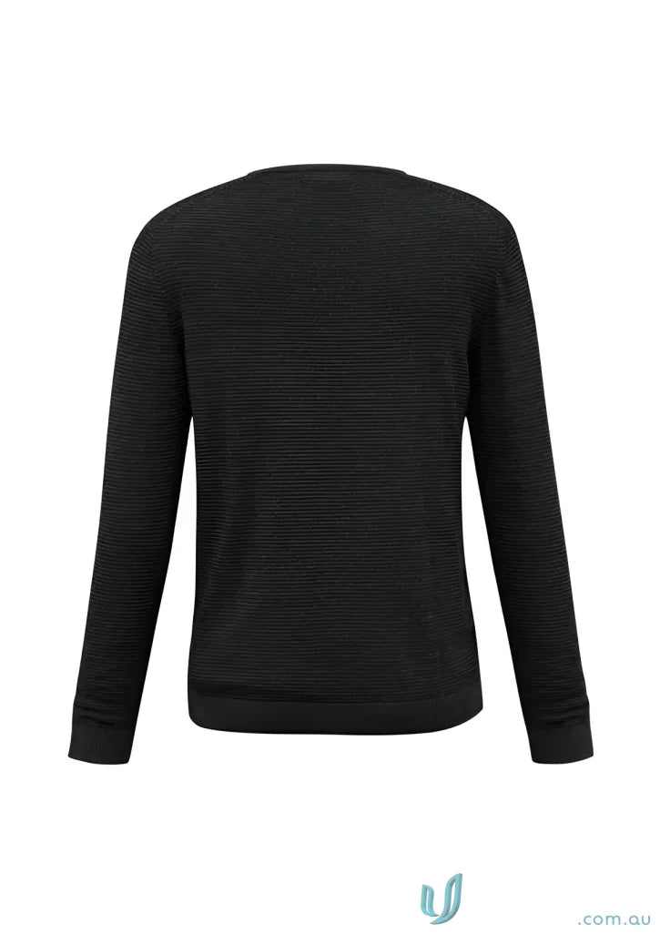 Black textured Merino Wool Long-Sleeved Shirt for Men - Merino Mens Pullover WP131ML