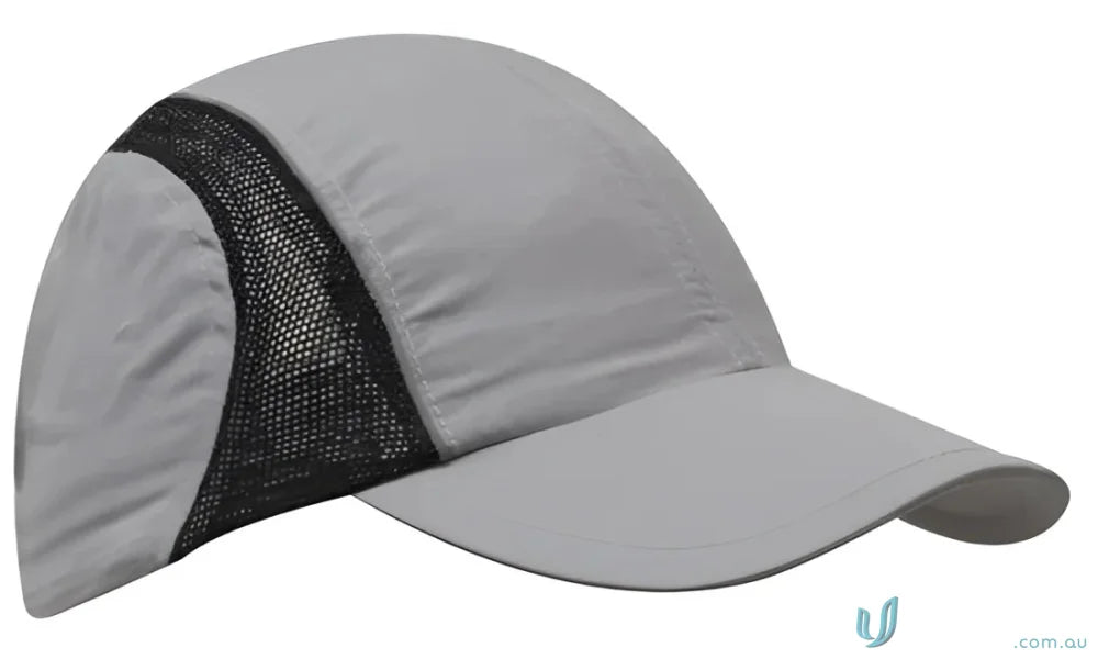 Gray Micro Fibre Mesh Sports Cap with Reflective Trim, perfect for uniforms and workwear