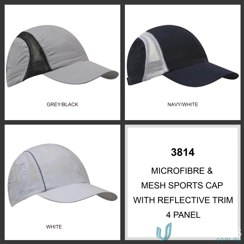 Micro Fibre Mesh Sports Cap with Reflective Trim ideal for workout uniforms and workwear