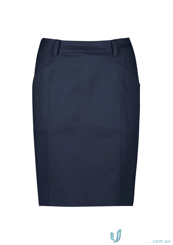 Navy blue women’s mid waist stretch chino skirt RGS264L from Mid Waist Traveller collection