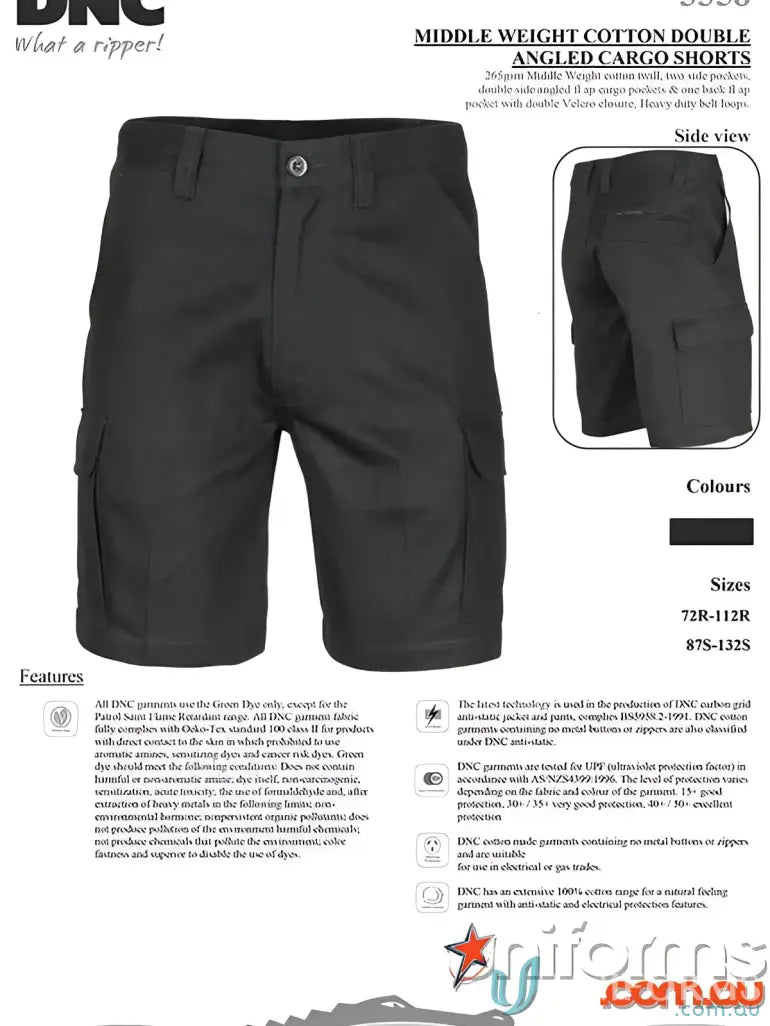 Black cotton cargo shorts from Middle Weight Cotton Cargo Shorts for the perfect balance