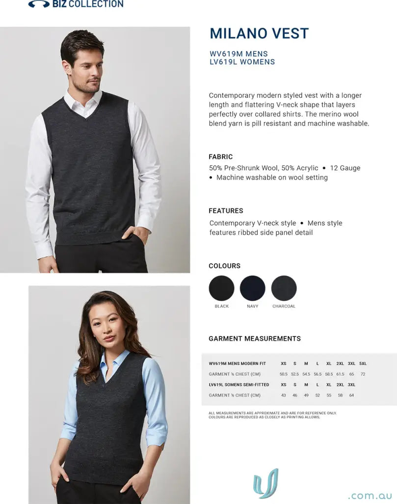 Milano women’s vest with V-neck and ribbed side panels, perfect LV619L deals and timeless style