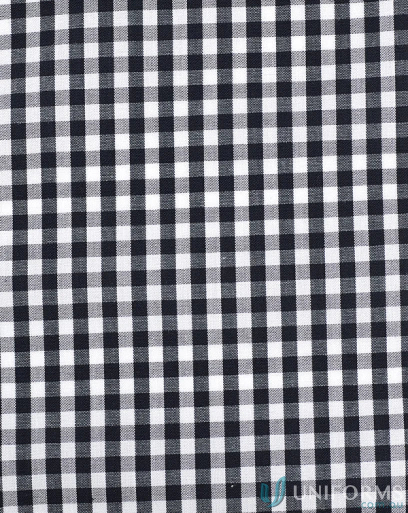 Black and white checkered fabric of Miller Gingham Check LS Shirt, perfect long sleeve gingham style