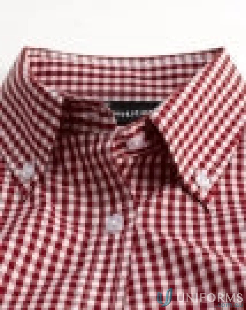 Red and white gingham check shirt, long sleeve gingham button-down style for men