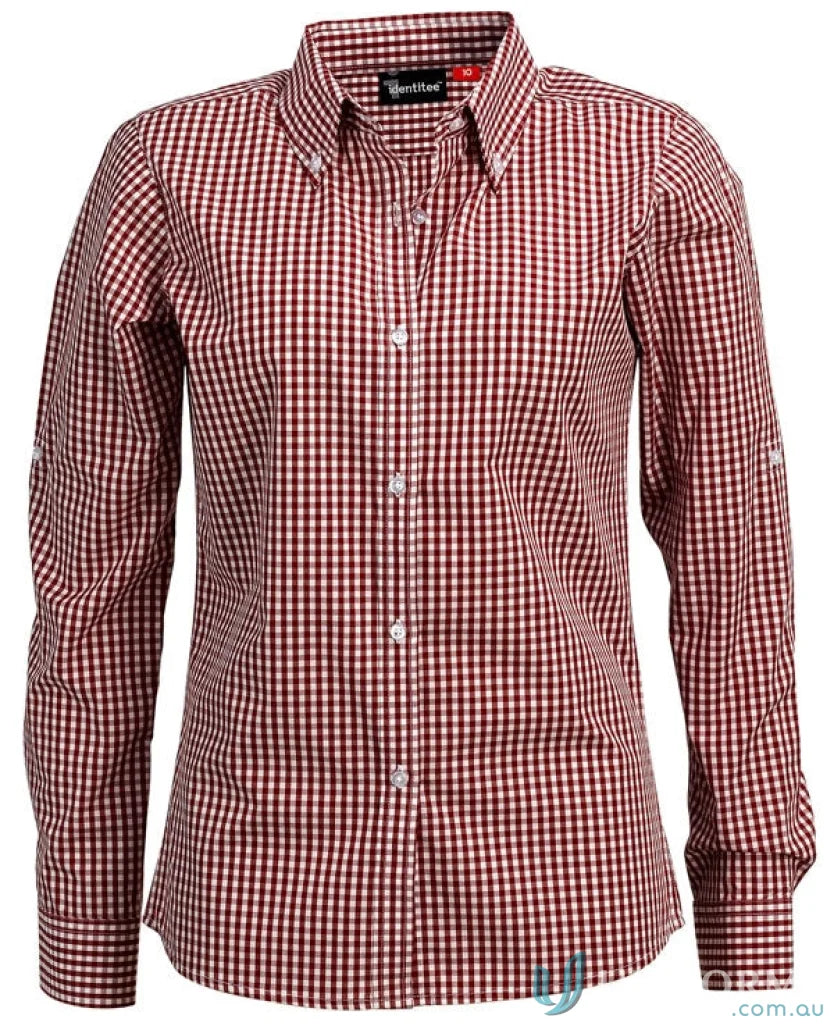 Red and white checkered long sleeve gingham shirt from Miller Gingham Check LS Shirt