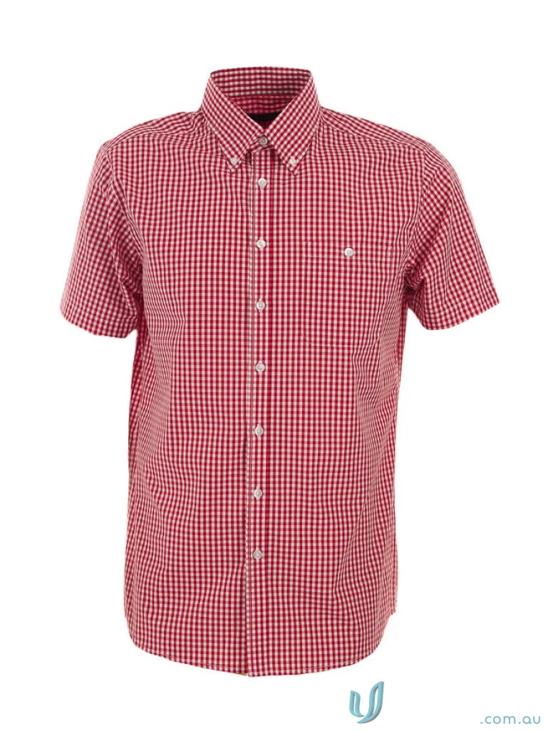 Red and white gingham check Miller Gingham SS Check Shirt, perfect for workwear or uniforms