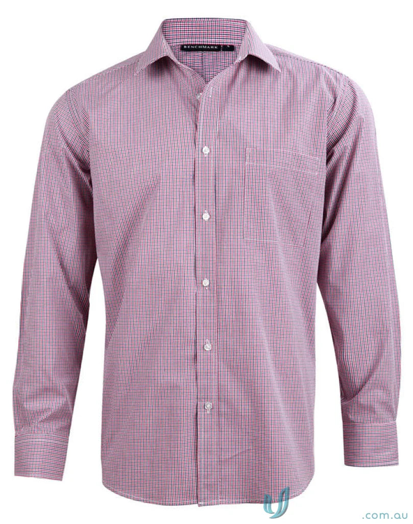 Winning Spirit Mini Gingham Shirt showing men’s two tone long-sleeved checkered style