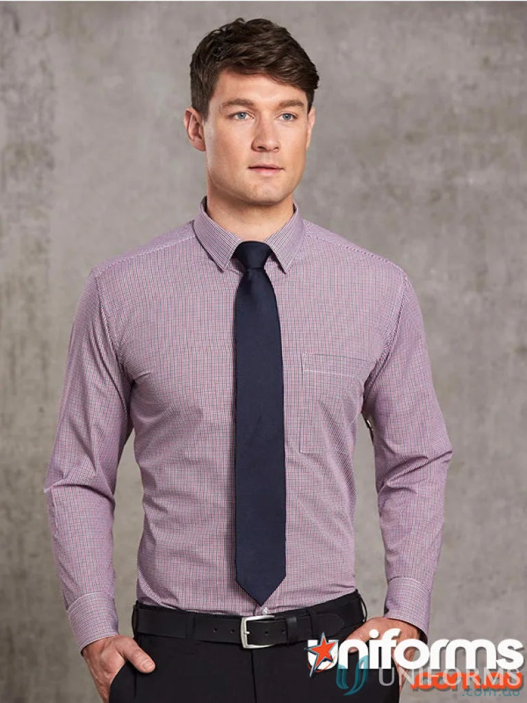 Man in Winning Spirit Mini Gingham Shirt with tone mini gingham and men’s two tone style