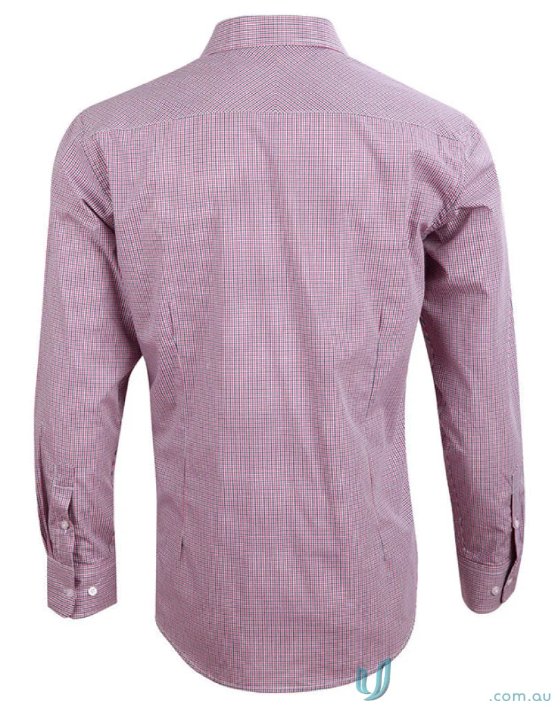Winning Spirit Mini Gingham Shirt features a stylish men’s two tone mini gingham long sleeve pattern