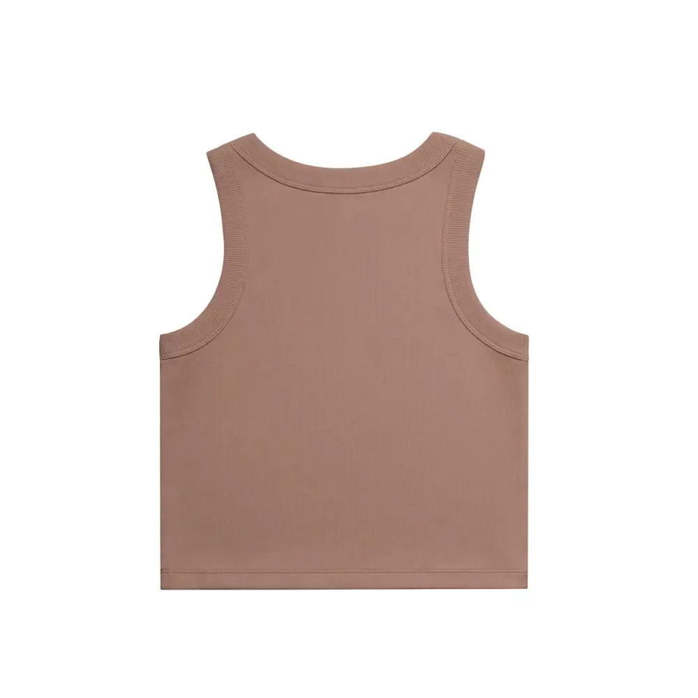 Moira ladies tank taupe sleeveless crop top with ribbed trim perfect for stylish workwear and uniforms